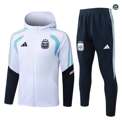 Soldes Veste Survetement Foot Argentine à capuche 2026/27 Blanc