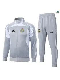 Veste Survetement Enfant foot Real Madrid 2026/27 Gris/Blanc