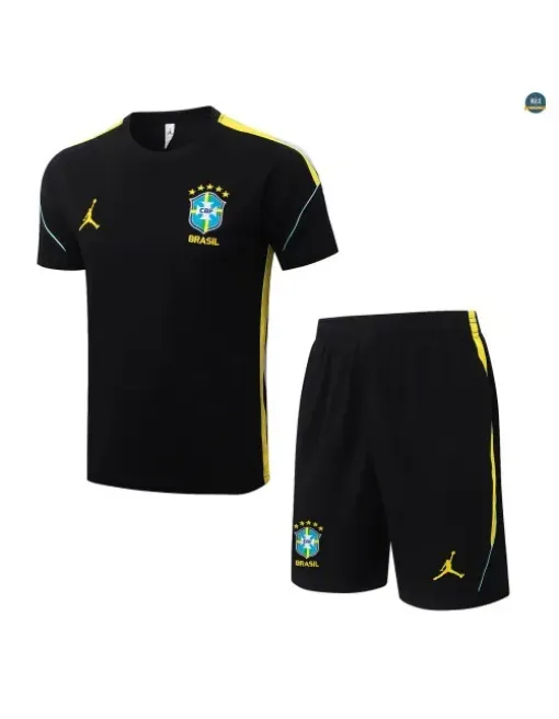 Maillot Training Foot Brésil + Shorts 2026/27 Noir/Jaune