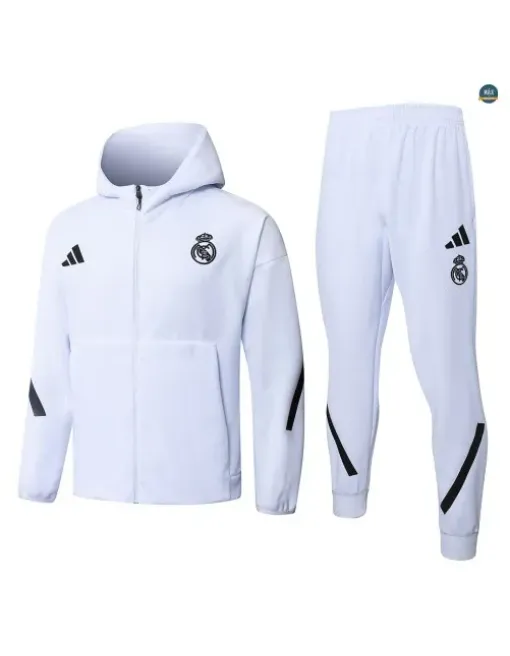Veste Survetement foot à capuche Real Madrid 2026/27 Blanc