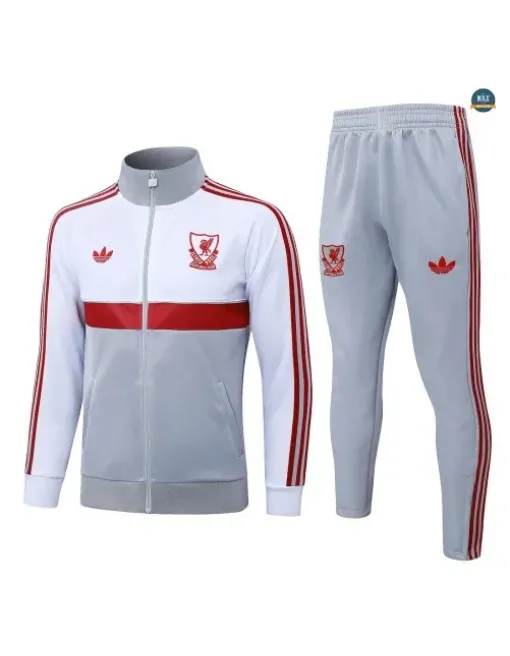 Veste Survetement Enfant Foot Liverpool 2026/27 Gris/Blanc
